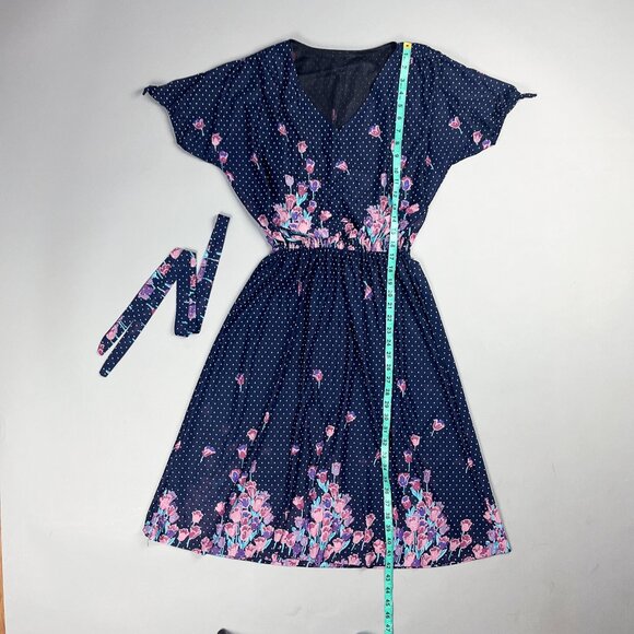 Vintage Floral Navy Midi Dress - Picture 5 of 7